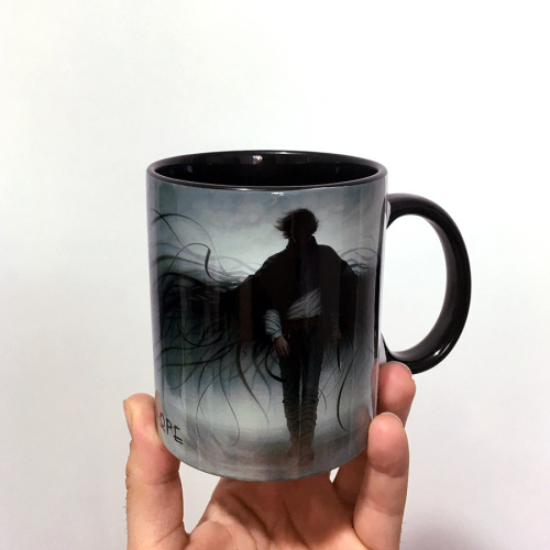 لیوان سرامیکی دسته قلبی جادویی مشکی